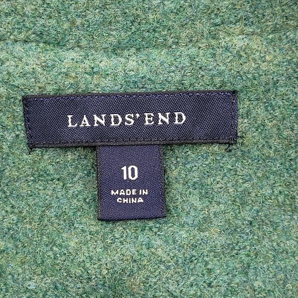 Lands' End Wool Jacket Green Button Collar Pockets Comfort Layer Blazer Top - Picture 8 of 12